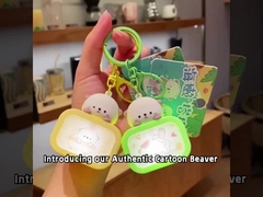 Beaver Tower Night Light Sleutelhanger PVC en legering Kleine sieraden cadeau met poptas hanger