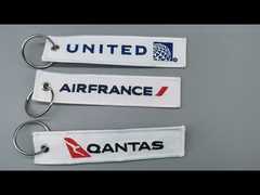 United+Air France+Qantas White Embroidery Keychain