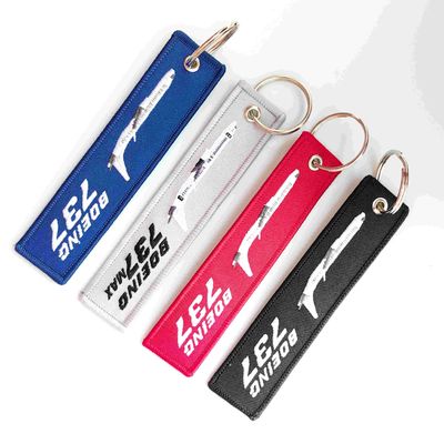 Mua Logo quảng cáo tùy chỉnh trắng Anime dễ thương 3D 2 mặt vải dệt thêu Key Jet Tag Keychain online manufacture