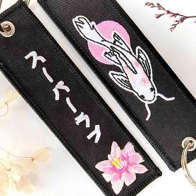Buy Personalized Keychain Double Sided Embroidery Label Anime Design Namel Tag Custom Embroidery Keychain Anime Embroidered KeyChain online manufacture