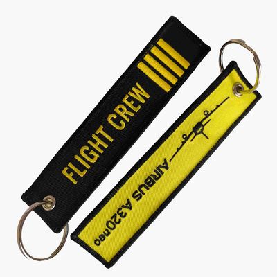 Buy Company Brand Logo Double Side Woven Keychain High Quality Two Side Different Designs Jet Tag Keychain online manufacture