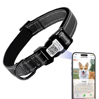 Buy Luxury Customizable NFC Pet Tag Solid Reflective Nylon QR Code Dog Collar online manufacture