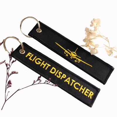 Buy ​Gold-on-Black Embroidered Keychain - Double Faced Aircraft & FLIGHT DISPATCHER Text for Aviation Enthusiasts​ online manufacture
