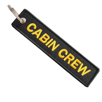 Buy Custom Cabin Crew Keychain - Black/Yellow Embroidery with Plane Design, Durable Polyester Webbing, Corporate Promo Gift online manufacture