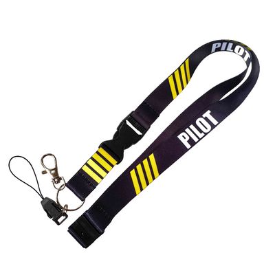 Buy Safety Warning Custom Printed Lanyard Yellow Stripes Reinforced Stitching Detachable Keychain online manufacture