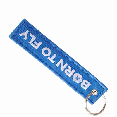 Buy Custom Flight-Themed Keychain - Crisp White Text on Navy Polyester & Durable Metal Ring for Adventurers online manufacture