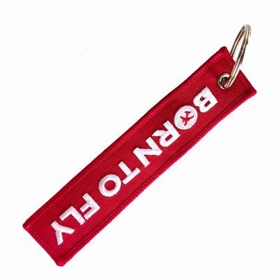 Buy Statement Keychain Accessory - Red/White Embroidery Design, Durable Metal Ring & Colorfast Threads online manufacture