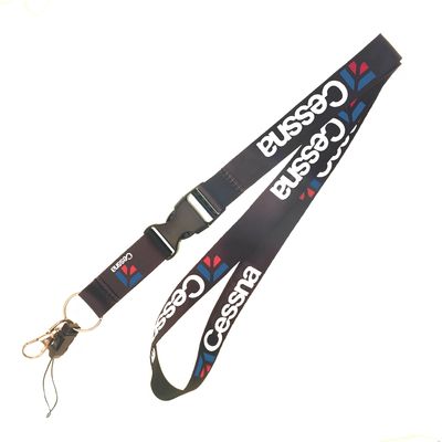 Buy Black Polyester Personalized Neck Lanyards With Quick Release Buckle Metal Key Ring Corporate ID Holder online manufacture
