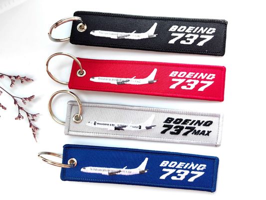 Buy Bold Boeing 737 Keychains: 3D Embroidery + Laser-Engraved Metal Rings for Aviation Enthusiasts online manufacture