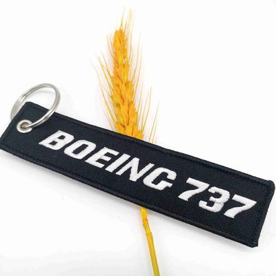 Buy 【Aviation Classic】BOEING 737 Double-Sided Embroidered Keychain | High-Contrast Black & White | Durable Metal Ring online manufacture