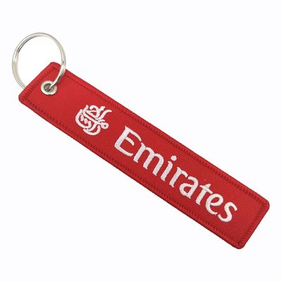 Buy Red White Aviation Tag Keychain Customizable Double Embroidery Promotional Gift online manufacture