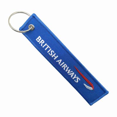 Buy British Airways Custom Embroidered Key Tags Double Sided Reinforced Metal Ring online manufacture