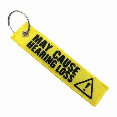 Buy Industrial Safety Custom Embroidered Keychain Tags High Contrast Metal Ring Edge Stitching online manufacture