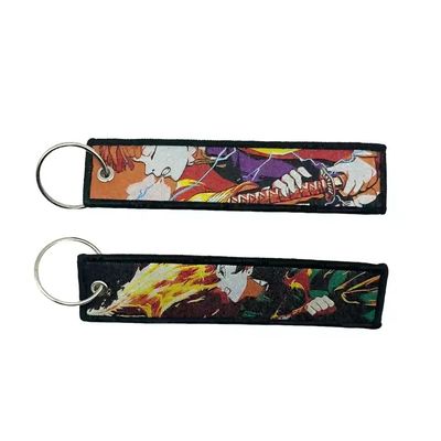 Buy Lightning Flame Reversible Custom Woven Keychain Matte Metal Ring Woven Key Chain online manufacture