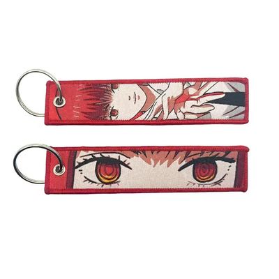 Buy Dual Sided Custom Woven Keychain Rustproof Metal Rings Custom Fabric Keychain online manufacture