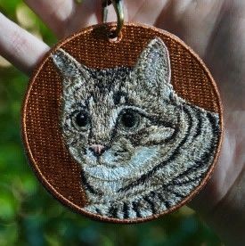 Buy Realistic Cat Embroidery Keychain - Handmade Pet Portrait + Durable Metal Ring + Perfect Gift for Cat Lovers online manufacture