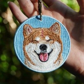 Buy Your Pet's Portrait Keychain | Hand-Stitched Custom Gift | Hypoallergenic & Tangle-Free online manufacture