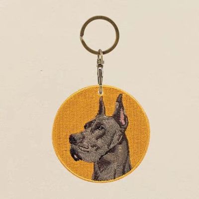 Buy Regal Great Dane Keychain - Woven Pet Keepsake - Bold Mustard & Charcoal Contrast + Jewelry-Grade Clasp online manufacture