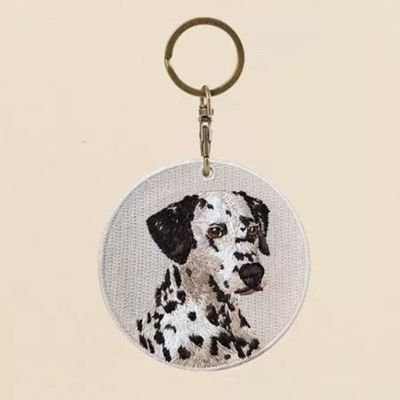 Buy Playful Spotted Companion - Durable Woven Keyring - Neutral Beige Canvas & Polished Brass Accents online manufacture