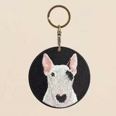 comprar Chave de chave de Bull Terrier peculiar Contraste negro e branco ousado Orelhas rosadas divertidas Tecido à prova de manchas Glamour diário sem esforço online manufacture