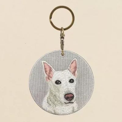Buy Urban Pup Keepsake Keychain - Modern Woven Pet Portrait - Bold Pink Accents & Hypoallergenic Finish online manufacture