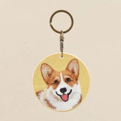 Buy Smiling Corgi Keychain - Hand-Woven Pet Portrait | Sunshine Yellow & Ultra-Cute Stubby Legs online manufacture