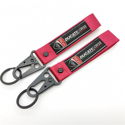 Buy ​​Custom Ducati Corsa Keychain Strap - Vibrant Pink Fabric + Signature Shield Emblem - Track-Ready Style Statement​ online manufacture