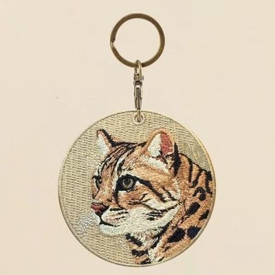 Buy Tailored Pet Portraits Keychain - Hand-Stitched Wildlife Art with Polished Metal Accents online manufacture