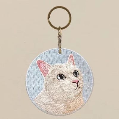kopen Pastel Huisdier Portret Sleutelhanger Blush-Roze Neus Borduurwerk Erfstuk - Vakmanschap voor Sleutelhangers OEM/ODM online manufacture