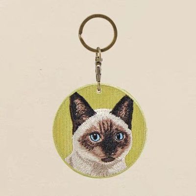 Buy Sapphire-Eyed Companion Keychain - Hand-Stitched Siamese Cat & Jewelry-Grade Shine online manufacture