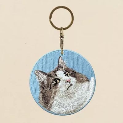 Buy Custom Stitched Pet Keychain - Heartwarming Keepsake with Embroidery Charm & Metal Ring online manufacture