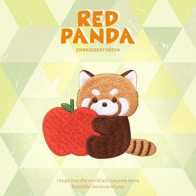Buy Snack-Time Fun! Apple-Loving Raccoon Patches - Customizable, No-Sew & Perfect for Lunchboxes online manufacture