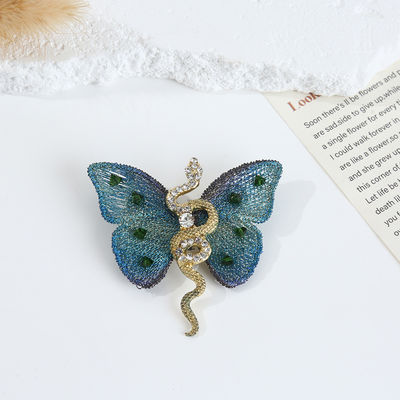 Buy Metallic Butterfly & Serpin Brooch - Handcrafted Blue Gradient Design with Personalization Options online manufacture