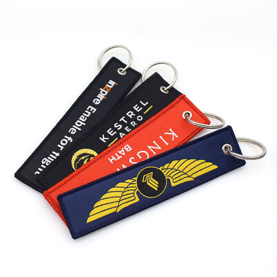 Buy Key Chain Tags Wholesale Custom Logo Embroidery Fabric Airplane Keychain for Before Flight online manufacture