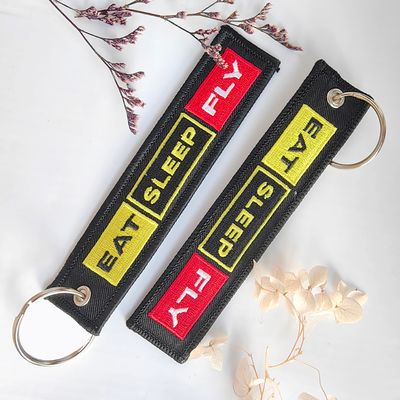 EAT SLEEP FLY Colorful Letters Double Sided Embroidered Keychain Airplane Keychain Flying Enthusiast Jewelry Accessories