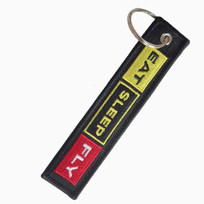 EAT SLEEP FLY Colorful Letters Double Sided Embroidered Keychain Airplane Keychain Flying Enthusiast Jewelry Accessories