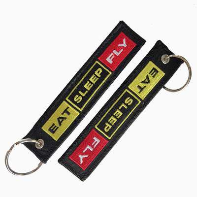 EAT SLEEP FLY Colorful Letters Double Sided Embroidered Keychain Airplane Keychain Flying Enthusiast Jewelry Accessories