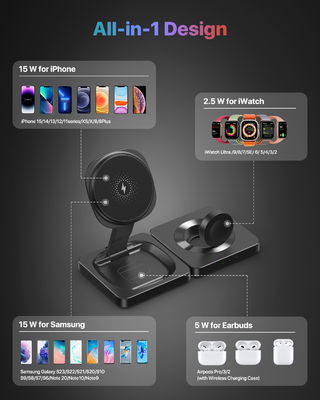 شاحن الهاتف المغناطيسي متعدد الوظائف الذكي اللاسلكي 15W لـ IWatch و Airpods