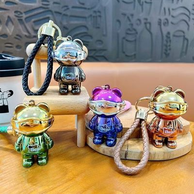 Easy Carrying Toys Keychain Metal Mini Bear Keychain With Light Fashion Compact Size