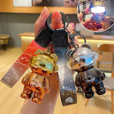 Easy Carrying Toys Keychain Metal Mini Bear Keychain With Light Fashion Compact Size