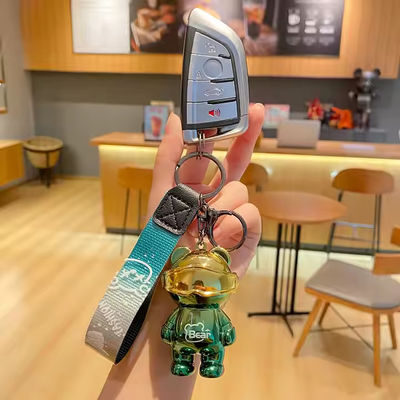 Easy Carrying Toys Keychain Metal Mini Bear Keychain With Light Fashion Compact Size