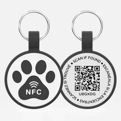 علامة كلب من نوع Nfc المطاطية مخصصة كود QR طوق حيوان أليف خفيف الوزن