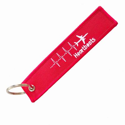 Heartbeat Plane Keychain - Custom Embroidery on Durable Polyester / Metal Ring & Premium Packaging