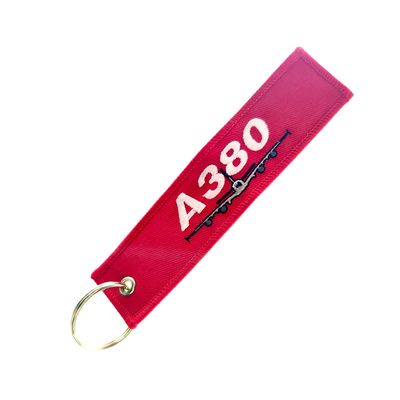 맞춤형 항공기 키 태그 A380 embroidered logo, crisp white stitching, 기업 브랜드 선물