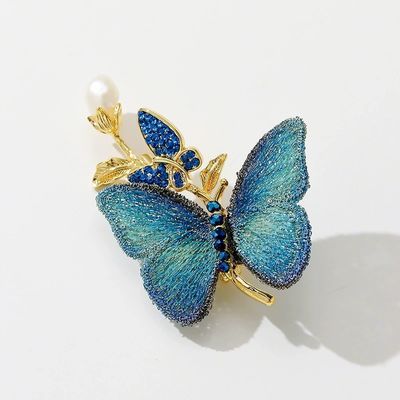Pin Closure Timeless Blue Butterfly Jewelry Pearl Gold Detailing for Bridal Gifts Everyday Glam