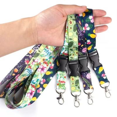 Custom Silk Woven Sublimation Printed Anime Design Promotional Lanyard with Breakaway Clip