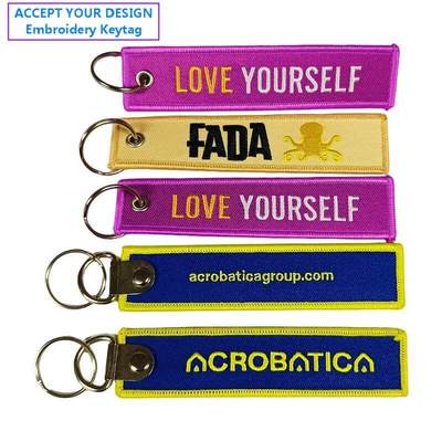Customizable woven keychain ideal for promotional gifts, featuring durable and waterproof materials with a satin finish.